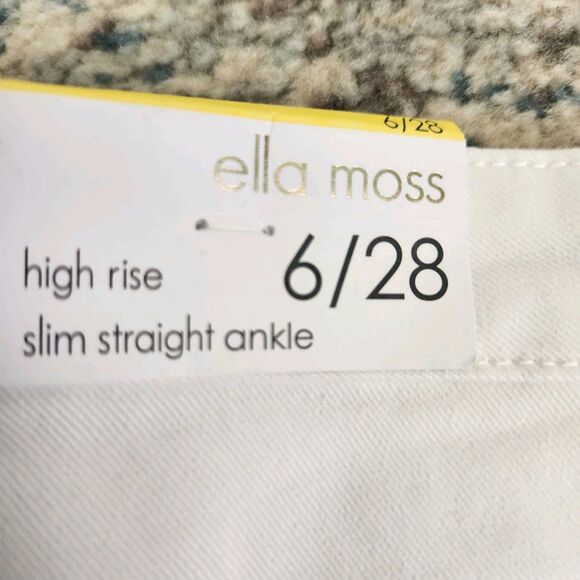 NEW Ella Moss Women's 6/28 High Rise Slim Straight Ankle Jeans White Cotton NWT - Picture 7 of 11